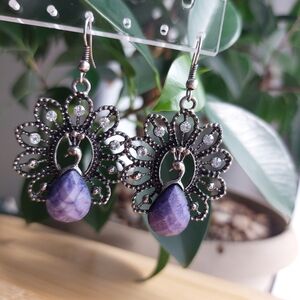 Hand Crafted Purple Filigree Earrings